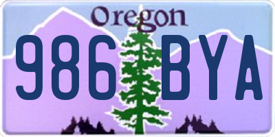 OR license plate 986BYA