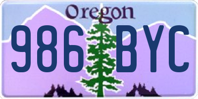 OR license plate 986BYC