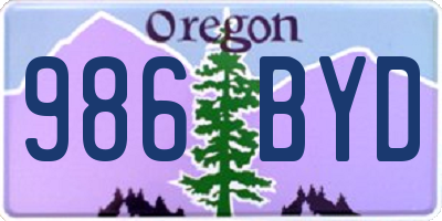 OR license plate 986BYD