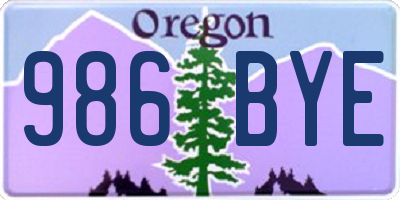 OR license plate 986BYE