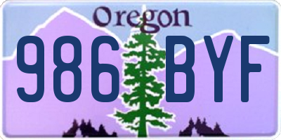 OR license plate 986BYF