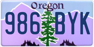 OR license plate 986BYK