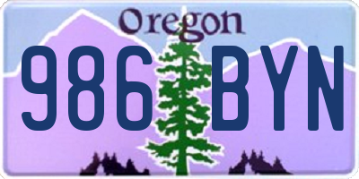 OR license plate 986BYN