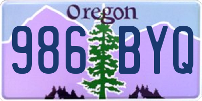 OR license plate 986BYQ