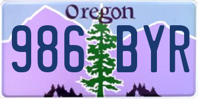 OR license plate 986BYR