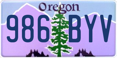 OR license plate 986BYV