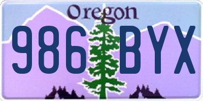 OR license plate 986BYX