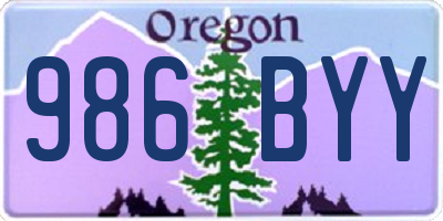 OR license plate 986BYY