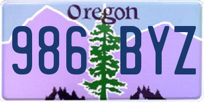 OR license plate 986BYZ