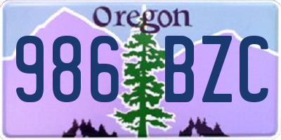 OR license plate 986BZC