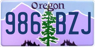OR license plate 986BZJ