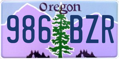 OR license plate 986BZR