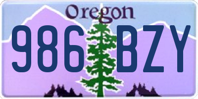 OR license plate 986BZY