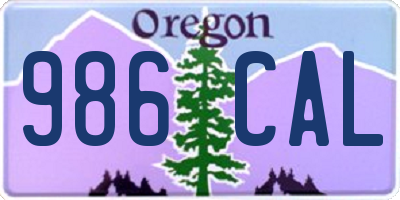 OR license plate 986CAL