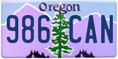 OR license plate 986CAN