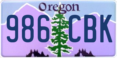 OR license plate 986CBK