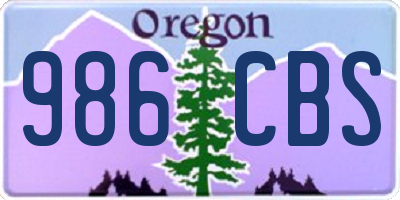 OR license plate 986CBS