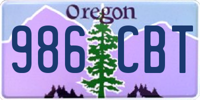 OR license plate 986CBT