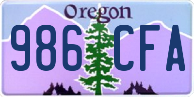 OR license plate 986CFA