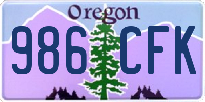 OR license plate 986CFK