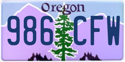 OR license plate 986CFW