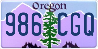 OR license plate 986CGQ
