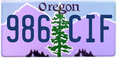 OR license plate 986CIF