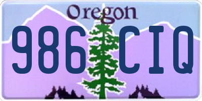 OR license plate 986CIQ