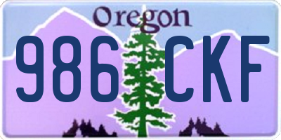 OR license plate 986CKF