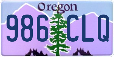 OR license plate 986CLQ