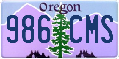 OR license plate 986CMS