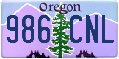 OR license plate 986CNL