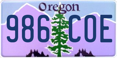 OR license plate 986COE