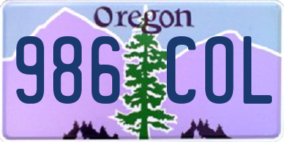 OR license plate 986COL