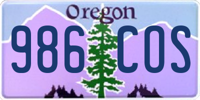 OR license plate 986COS