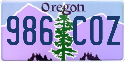 OR license plate 986COZ