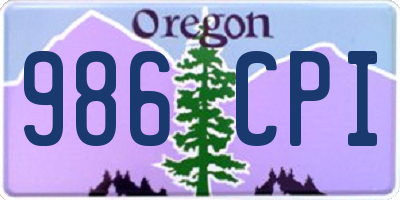 OR license plate 986CPI