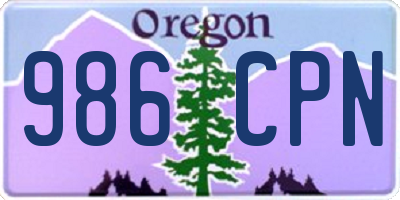 OR license plate 986CPN