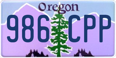 OR license plate 986CPP