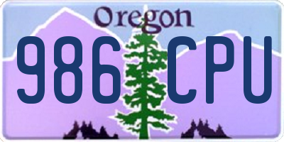 OR license plate 986CPU