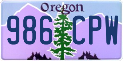OR license plate 986CPW