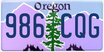 OR license plate 986CQG