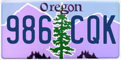 OR license plate 986CQK