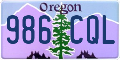 OR license plate 986CQL