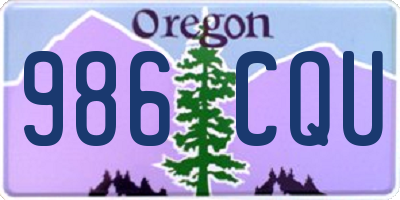 OR license plate 986CQU