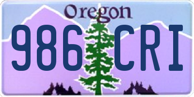 OR license plate 986CRI