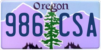 OR license plate 986CSA