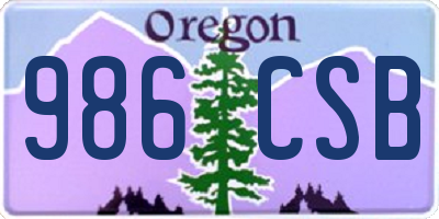 OR license plate 986CSB