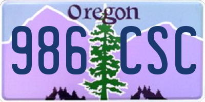 OR license plate 986CSC