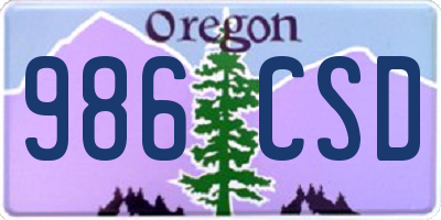 OR license plate 986CSD
